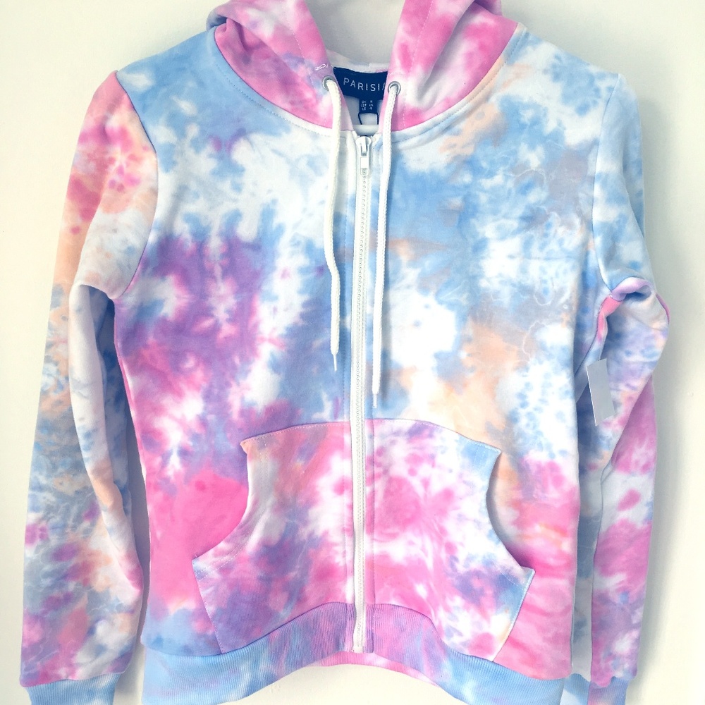 Tie Dye Hooded Zip-Up Sweatshirt